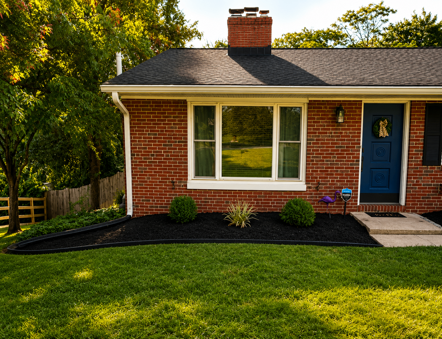 Brick ranch front bed after